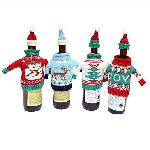 Christmas Wine Bottle Knitted Ugly Sweater Covers Set - Gifteee. Find cool & unique gifts for men, women and kids