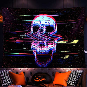 Blacklight Skull Tapestry