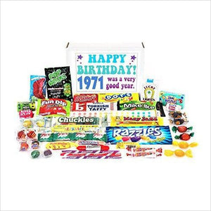Nostalgic Retro Candy Mix from Childhood 1971 47th Birthday Gift Box - Gifteee. Find cool & unique gifts for men, women and kids