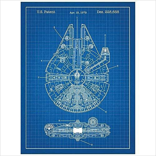 Inked and Screened Star Wars Millennium Falcon Design Patent Art Poster - Gifteee. Find cool & unique gifts for men, women and kids