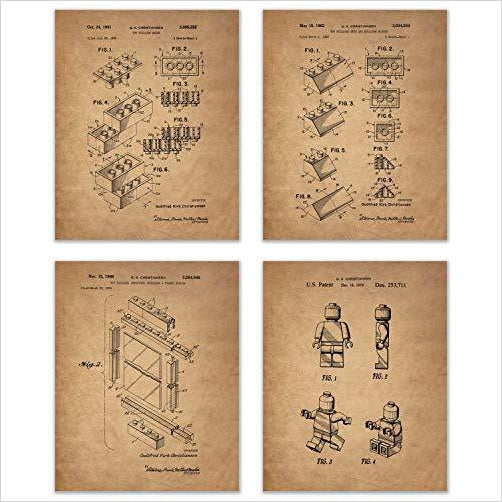 Lego Patent Art Prints - Set of Four - Gifteee Unique & Unusual gifts, Cool gift ideas