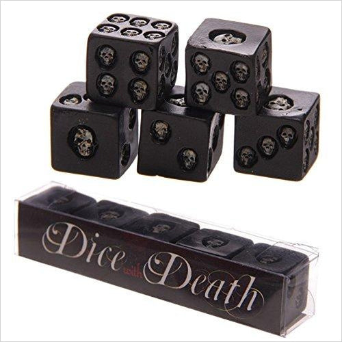 Set Of 5 Six-sided Die With Inlaid Skulls - Gifteee. Find cool & unique gifts for men, women and kids