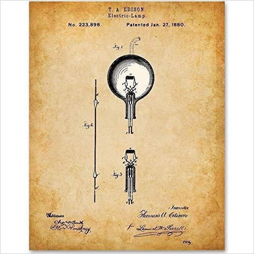 Thomas Edison Electric Lamp Office Art - Gifteee Unique & Unusual gifts, Cool gift ideas