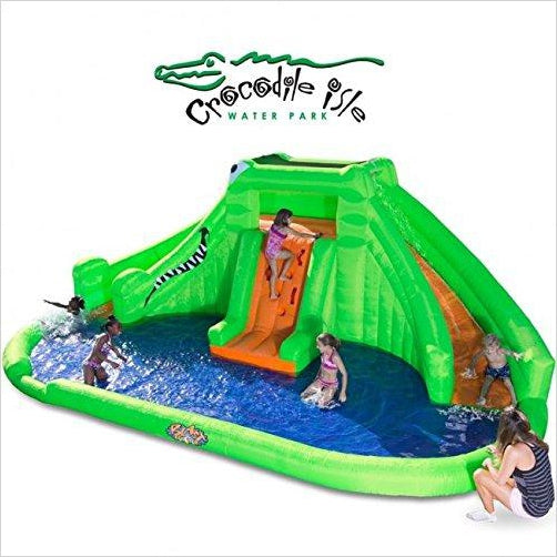 Crocodile Isle Inflatable water Park with Dual Slides - Gifteee. Find cool & unique gifts for men, women and kids