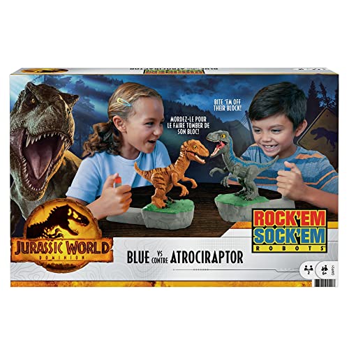 Jurassic World Dominion Rock ‘Em Sock ‘Em Robots Blue vs Atrociraptor Game with Battling Raptors - Gifteee Unique & Unusual gifts, Cool gift ideas