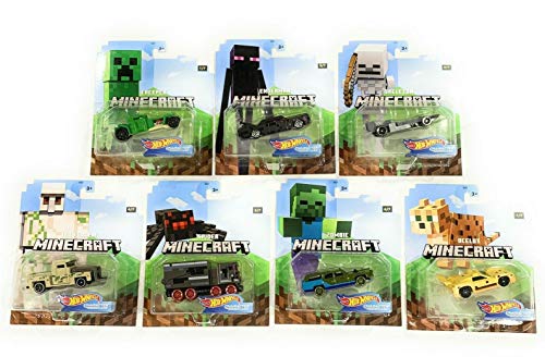 Minecraft Complete Set of 7 Hot Wheels 1:64 Gaming Characters Cars - Gifteee Unique & Unusual gifts, Cool gift ideas