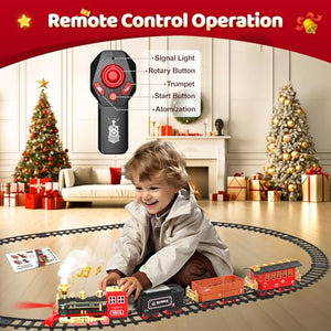 Remote Control Train Toys w/Steam Locomotive
