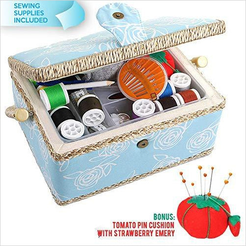 Large Sewing Basket Organizer with Complete Sewing Kit - Gifteee Unique & Unusual gifts, Cool gift ideas