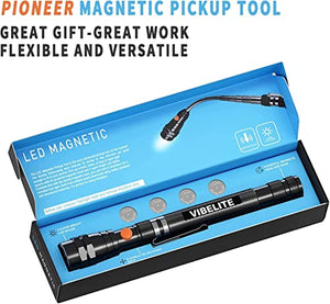 Flashlight with Telescoping Magnet Pickup Tool