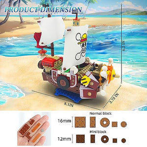 One Piece Anime Thousand Sunny Ship Building Blocks Kit Compatible with Lego