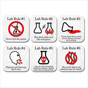 Science Coaster Set - Lab Rules - 6 Piece Set - Gifteee. Find cool & unique gifts for men, women and kids