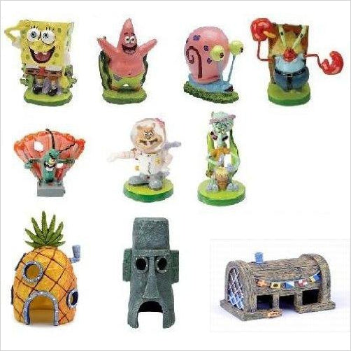 SpongeBob SquarePants Aquarium Decorations Set (10pc) - Gifteee Unique & Unusual gifts, Cool gift ideas