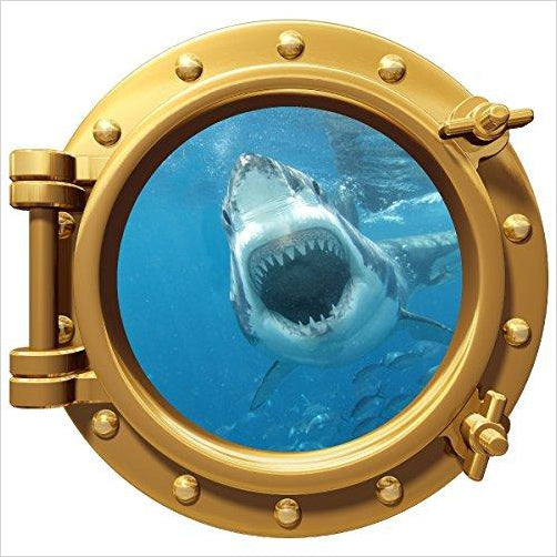 Great White Shark Bite Porthole Decal - Gifteee. Find cool & unique gifts for men, women and kids