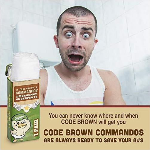Gagster Code Brown Commandos Emergency Underpants in a Can 3 Pairs - Instant  Undies in Compact Tin Container