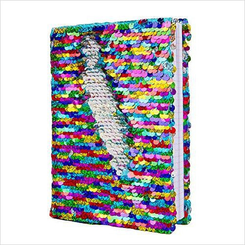 Magic Sequin! Reversible Sequin Rainbow to Silver Journal - Gifteee Unique & Unusual gifts, Cool gift ideas