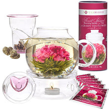 Load image into Gallery viewer, Teabloom Heart Shaped Flowering Tea – 12 Assorted Blooming Tea Flowers – Green Tea + Jasmine, Pomegranate, Strawberry, Rose, Litchi &amp; Peach – Gift For Tea Lover&#39;s Anniversary, Valentine, Birthday - Gifteee. Find cool &amp; unique gifts for men, women and kids
