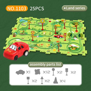 25PCS Puzzle Racer Kids Car Track Set