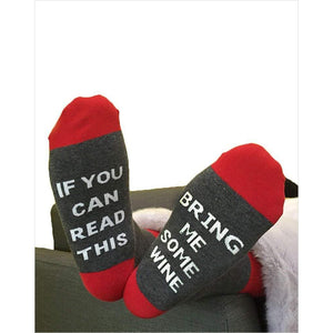 If You Can Read This Bring Me A Glass of Wine Tube Socks - Gifteee. Find cool & unique gifts for men, women and kids