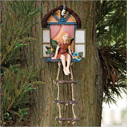 Fairy House With Ladder Hanging Tree Sculpture - Gifteee Unique & Unusual gifts, Cool gift ideas