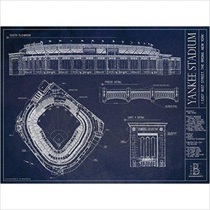 Yankee Stadium Ballpark Blueprint - Gifteee. Find cool & unique gifts for men, women and kids