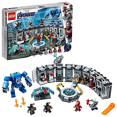 LEGO Marvel Avengers Iron Man Hall of Armor 76125 Building Kit Marvel Tony Stark Iron Man Suit Action Figures (524 Pieces), Standard, Multicolor