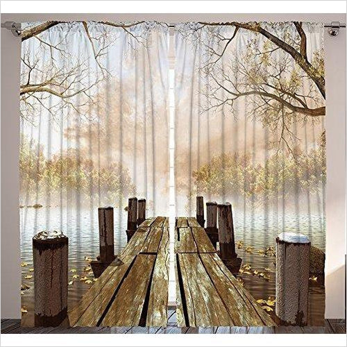 Fall Wooden Bridge Curtains - Gifteee. Find cool & unique gifts for men, women and kids