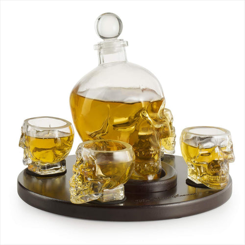 Large Skull Face Decanter with 4 Skull Shot Glasses - Gifteee. Find cool & unique gifts for men, women and kids