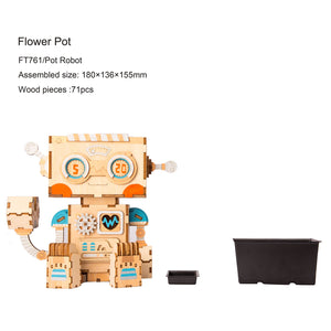 DIY Wooden Flower Pot - Robot - Gifteee. Find cool & unique gifts for men, women and kids