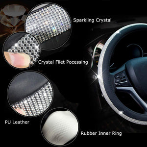 Diamond Leather Steering Wheel Cover with Bling Bling Crystal Rhinestones - Gifteee. Find cool & unique gifts for men, women and kids
