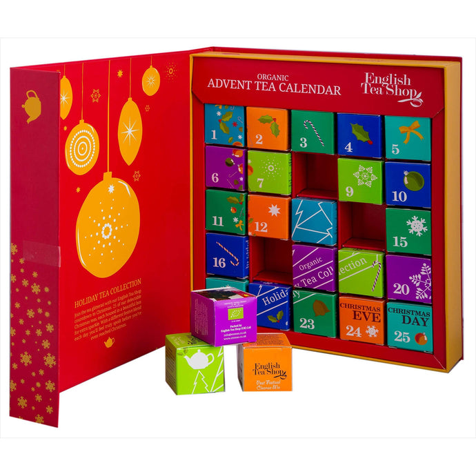 English Tea Shop Organic Book Style Red Advent Calendar 25 Pyramid Tea Bags - Gifteee. Find cool & unique gifts for men, women and kids