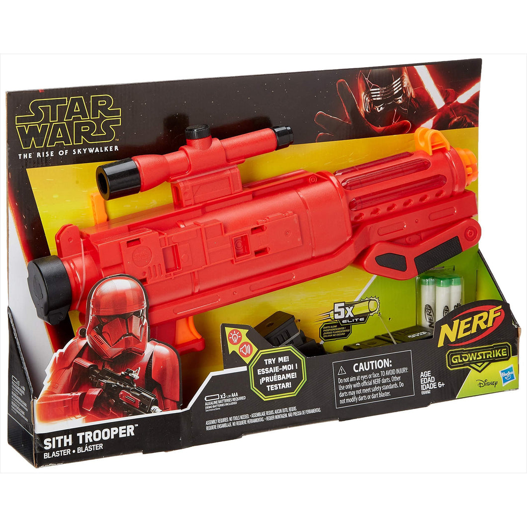 Star Wars Nerf Sith Trooper Blaster -- Lights & Sounds, Glowstrike Technology, 5 Official Nerf Glowstrike Darts - Gifteee Unique & Unusual gifts, Cool gift ideas