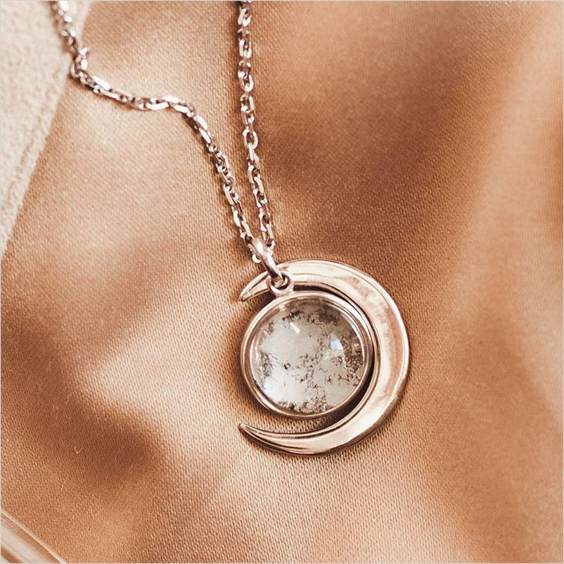 Sterling Silver Moonlight Necklace Made With Moon Meteorite - Gifteee Unique & Unusual gifts, Cool gift ideas