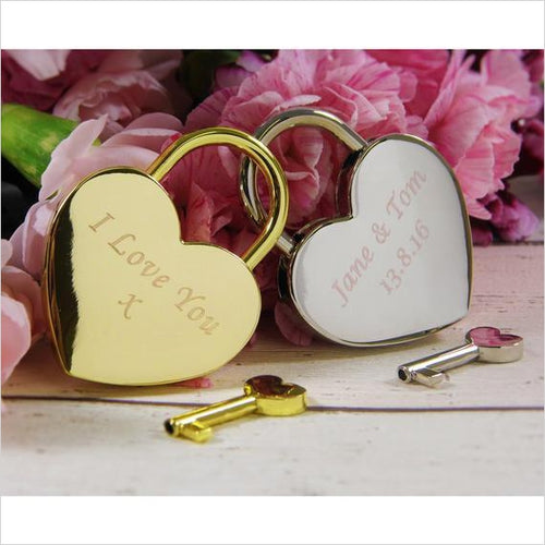 Personalised, Engraved Love Heart Padlock - Gifteee. Find cool & unique gifts for men, women and kids
