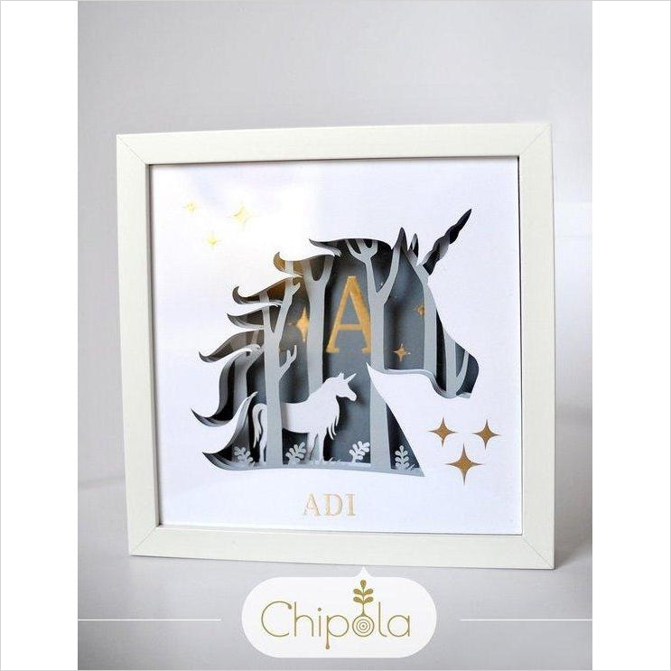 Personalized Paper Art Shadow Box - Unicorn - Gifteee Unique & Unusual gifts, Cool gift ideas