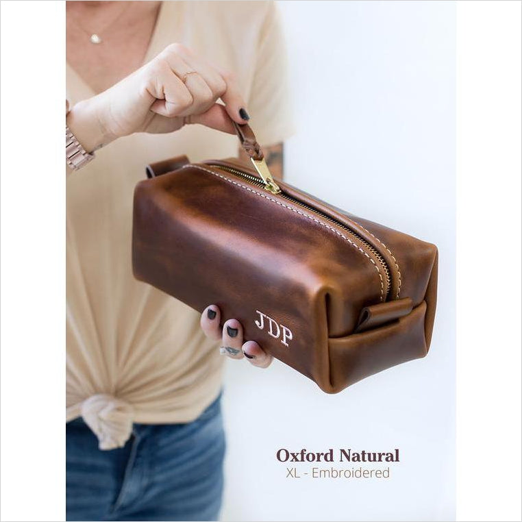 Personalized Leather Toiletry Bag - Gifteee Unique & Unusual gifts, Cool gift ideas