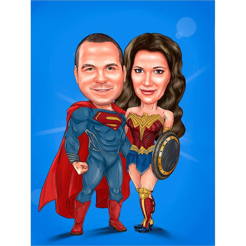 Couple Superhero Portrait - Gifteee. Find cool & unique gifts for men, women and kids